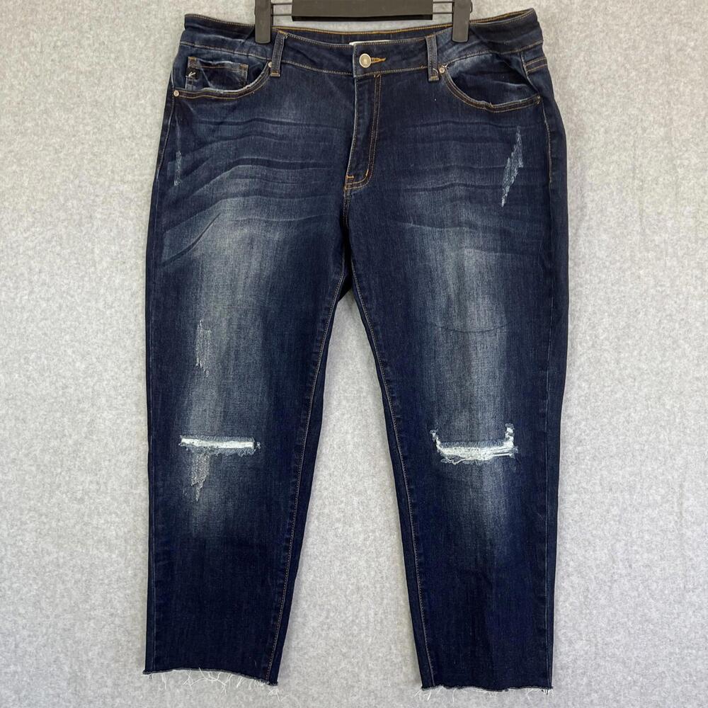 KanCan Womens Distressed Raw Hem Skinny Ankle Jeans Size 2XL Blue KC6003D-B